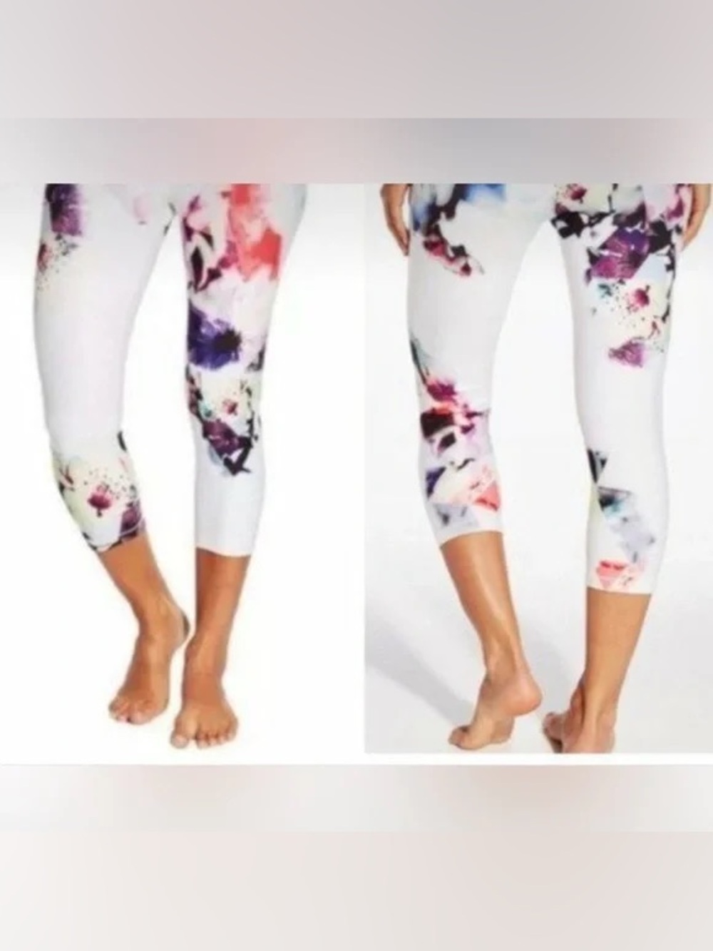 CALIA by Carrie Underwood White Leggings with Multicolor Watercolor Print